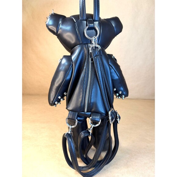 Dolls Kill Tormented Teddy Backpack - Vegan Leather Bag, Spikes and Studs Black main image 8